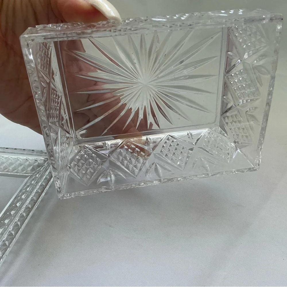 Vtg Idaho Grown Famous Potatoes Etched Crystal Lidded Trinket Box Advertising - Picture 9 of 11